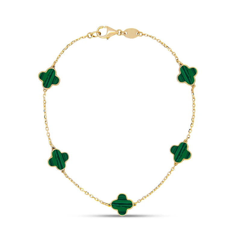 Clover Inlay Green Malachite Bracelet