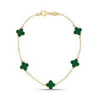 Clover Inlay Green Malachite Bracelet