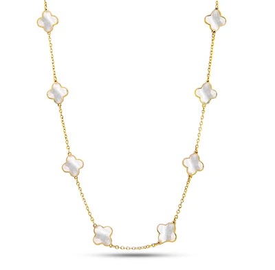 Clover Inlay Mother Pearl Necklace