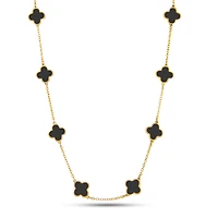 Clover Inlay Black Onyx Necklace