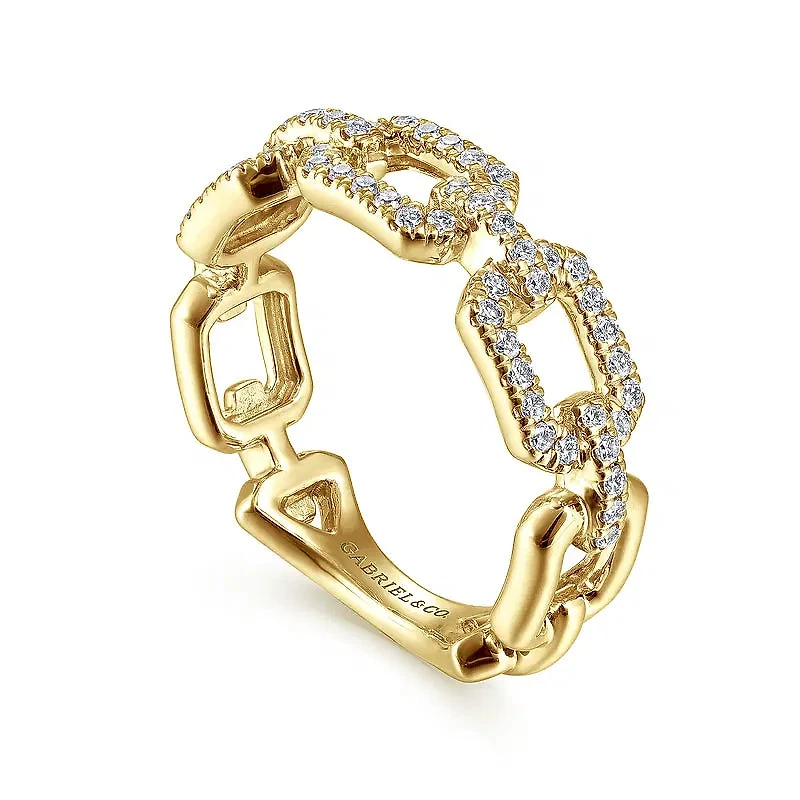 Diamonds Links Yellow Gold Ring