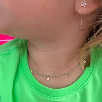 Moon and Star Dangles Turquoise Enamel Kids Necklace