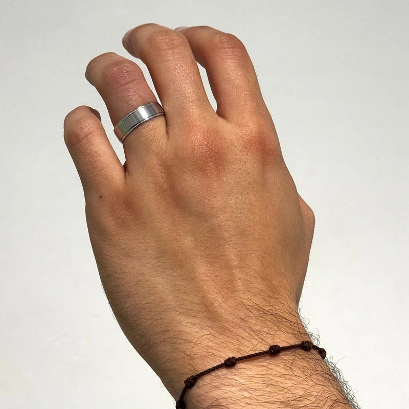 Brushed 6mm White Gold Band