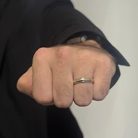 4MM White/Yellow Dome Wedding Ring