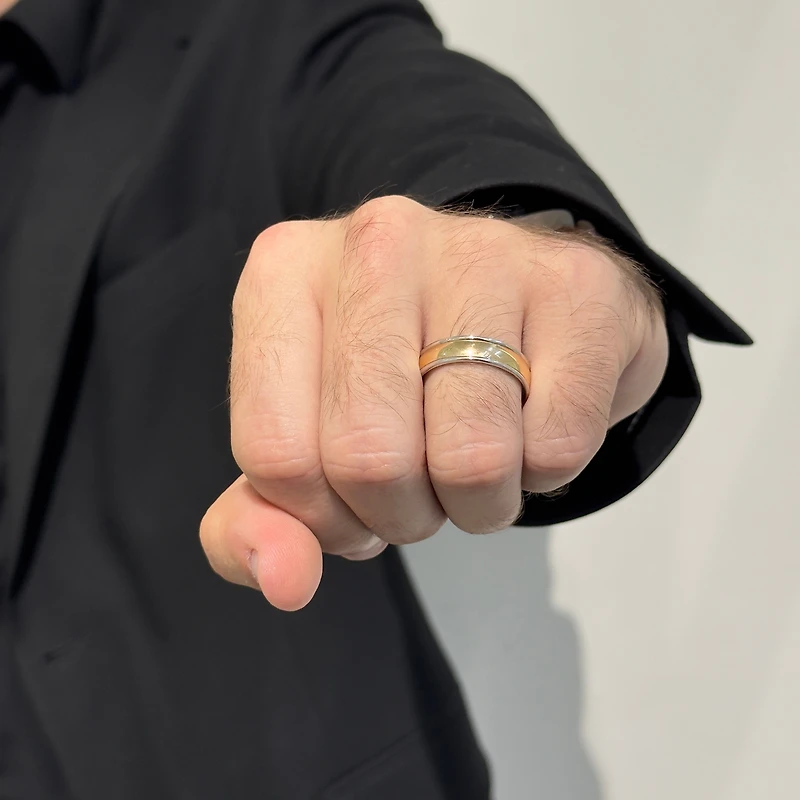 6MM White/Yellow Dome Wedding Ring