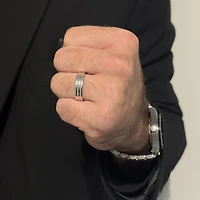 6MM Three Dome Wedding Ring White Gold