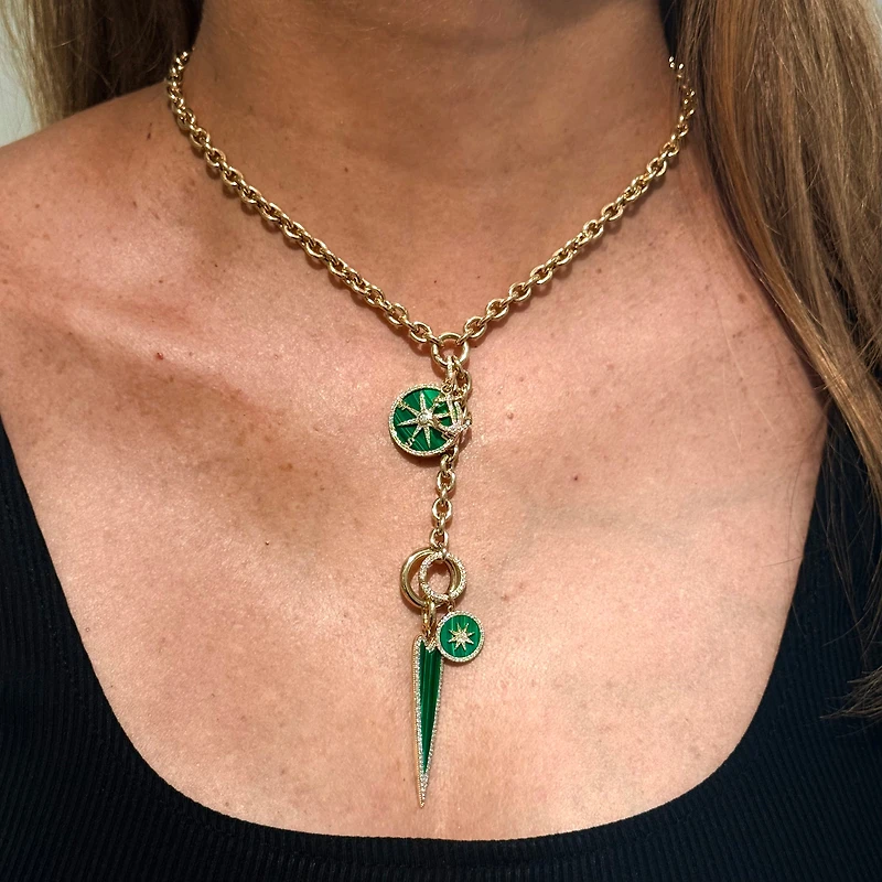 Elongated Heart Green Malachite Pendant