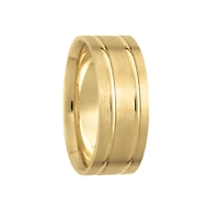 8mm Brushed and Lines Wedding Ring Yellow Gold