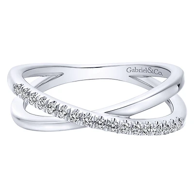 Crossover Diamond Ring White Gold