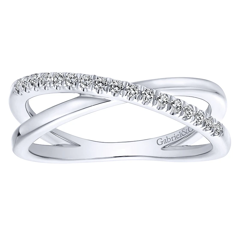 Crossover Diamond Ring White Gold