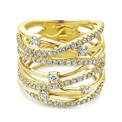 Intersecting Diamond Wide Ring
