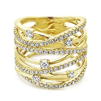 Intersecting Diamond Wide Ring