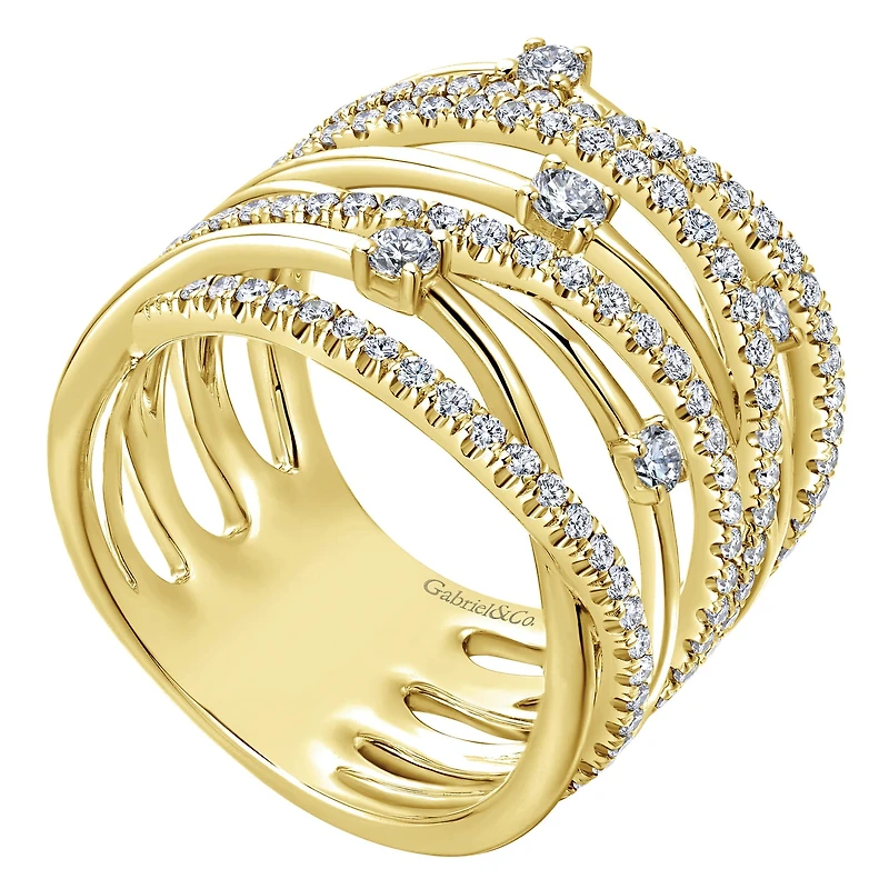 Intersecting Diamond Wide Ring