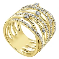 Intersecting Diamond Wide Ring