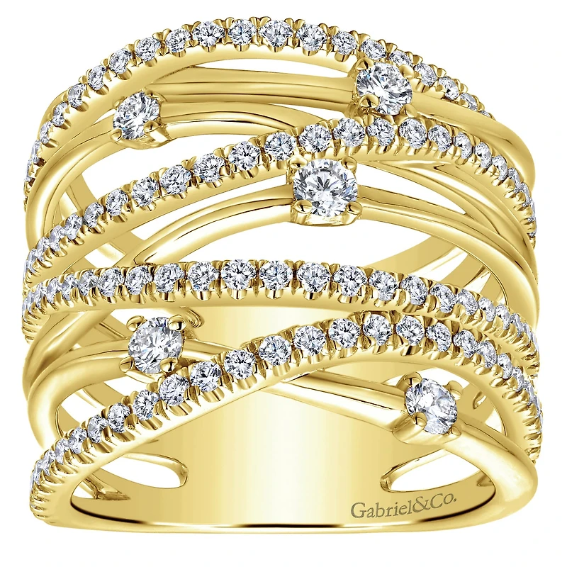 Intersecting Diamond Wide Ring