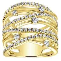 Intersecting Diamond Wide Ring