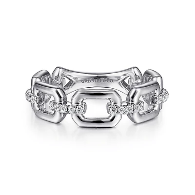 Diamond Link White Gold Ring