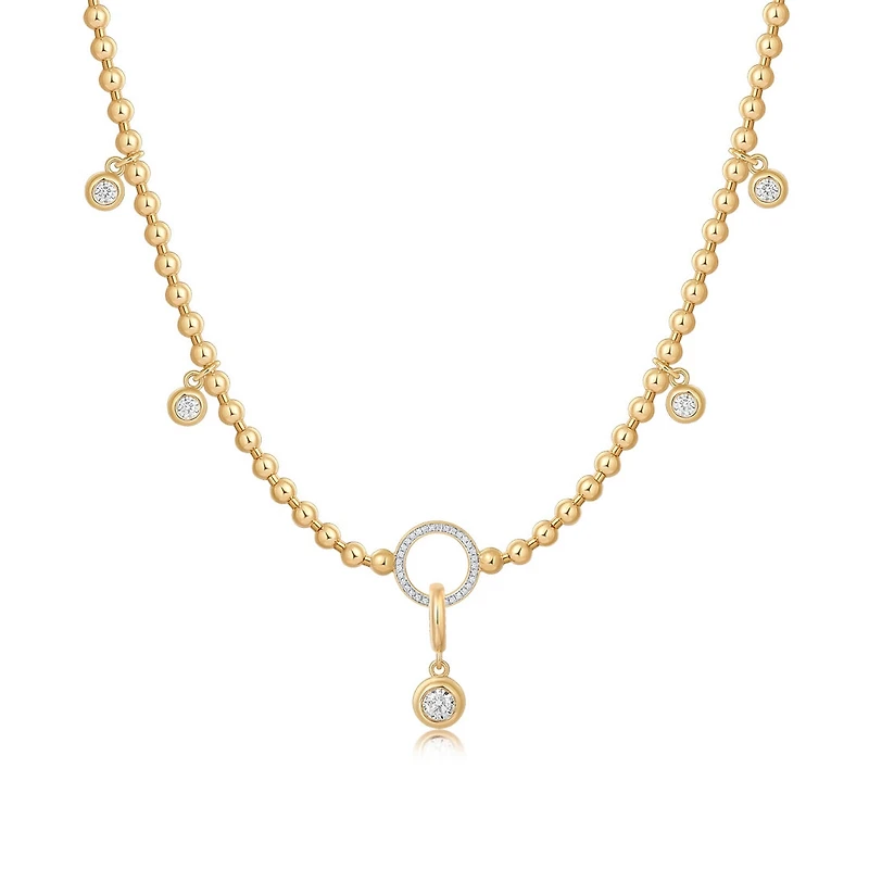 Charm Necklace with Dangle Diamonds