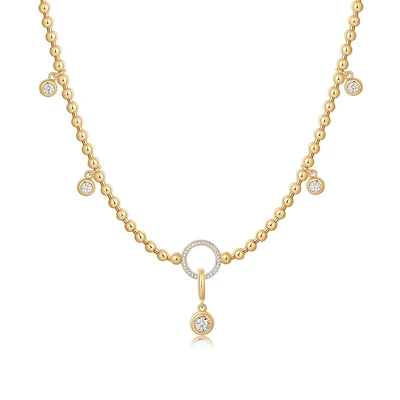 Charm Necklace with Dangle Diamonds