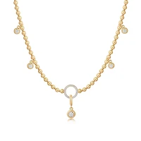 Charm Necklace with Dangle Diamonds