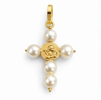 Angel and Pearls Cross Pendant