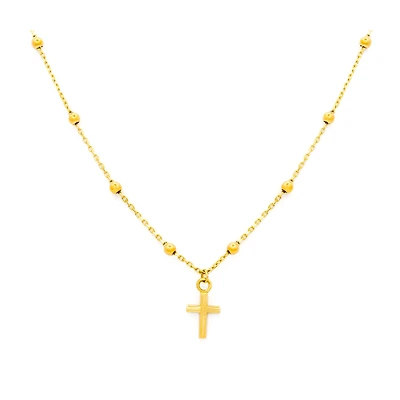 Beaded Chain Cross Necklace
