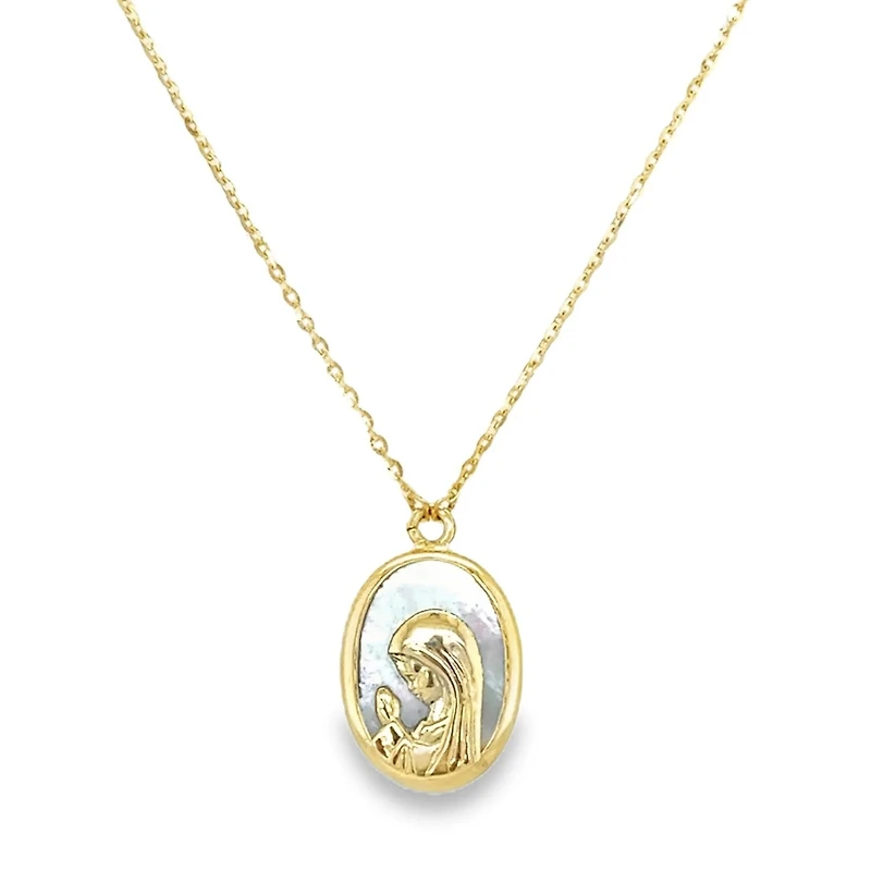 Virgen Nina Oval Mother Pearl and Pearls Necklace