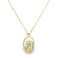 Virgen Nina Oval Mother Pearl and Pearls Necklace