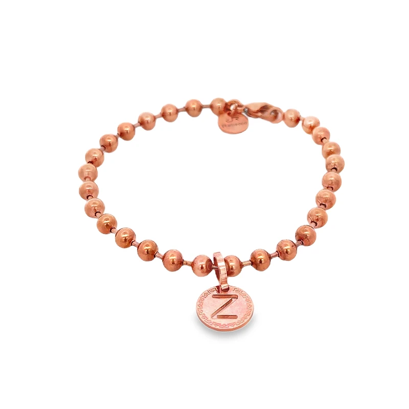 Rose Gold Plated Bead Initial Bracelet