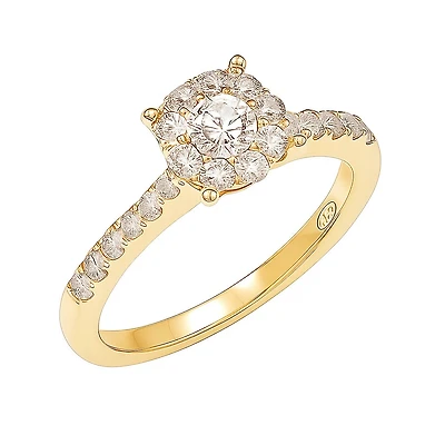 .75ct Diamond Solitaire Illusion Shank Yellow Gold Ring