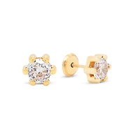 Six Prong Zirconia 4MM Clear Stud Earrings