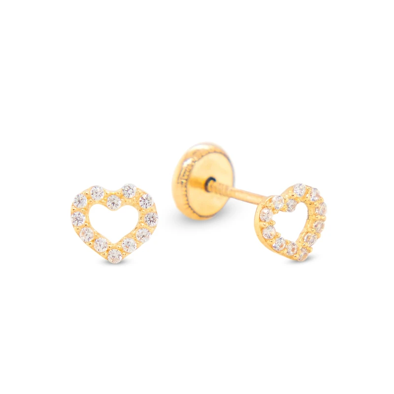 Heart Outline Clear 5MM Stud Earrings
