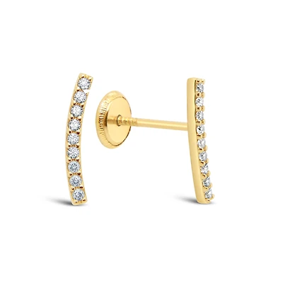 Clear Zirconia curved bar Stud Earrings
