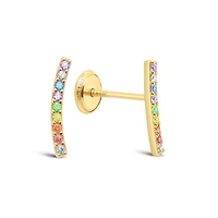 Multi color curved bar Stud Earrings