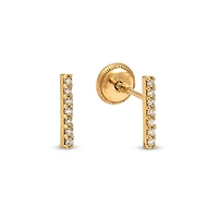 Long Bar Zirconias Stud Earrings