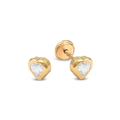 5.5mm Clear CZ Heart Stud Earrings