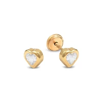 5.5mm Clear CZ Heart Stud Earrings
