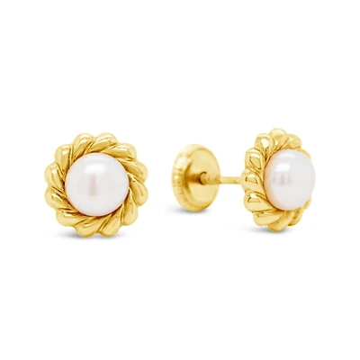 Braided 5MM Pearl Stud Earrings