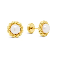 Braided 5MM Pearl Stud Earrings