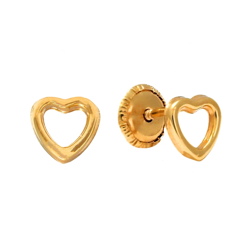 Small Open Heart Stud Earrings