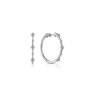 Intricate Diamond Hoop Earrings 20MM in Rose Gold