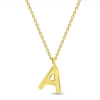 Yellow Gold Tilted Dangle Initial Kids Necklace