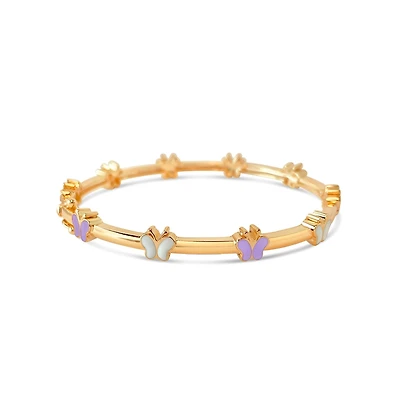 Purple/White Butterflies Kids Bangle Bracelet
