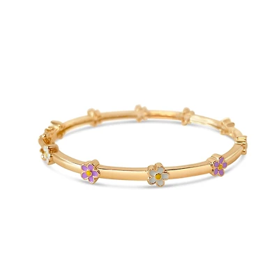 Purple/White Flowers Bangle Kids Bracelet