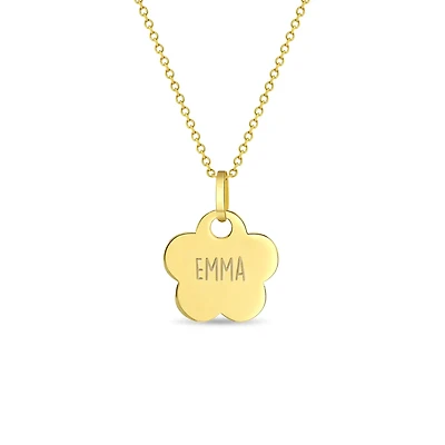 Flower Engravable Kids Necklace