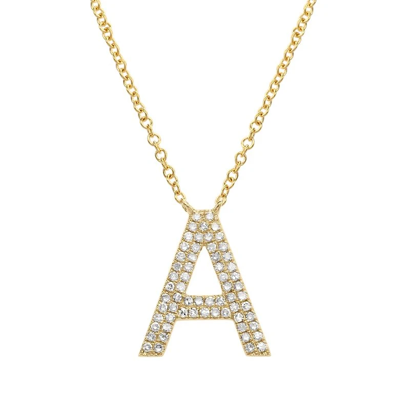 12MM Double Row Diamond Initial Necklace