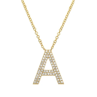 12MM Double Row Diamond Initial Necklace
