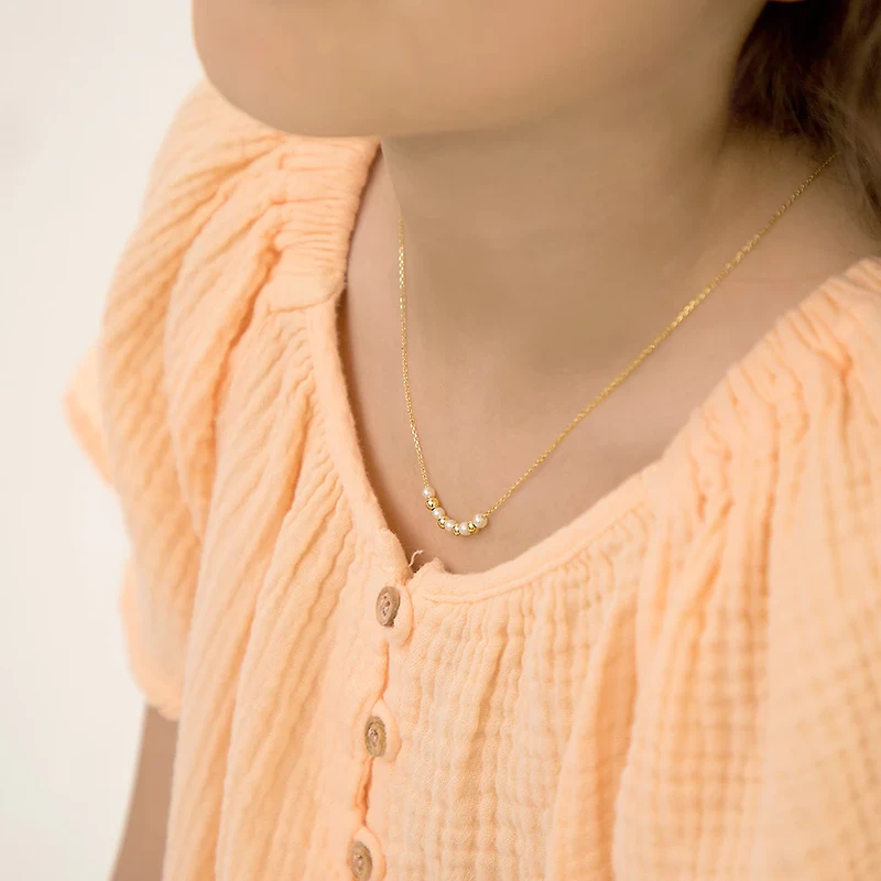 Pearl and Gold Bead Kids Necklace