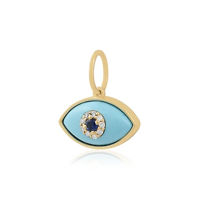Evil Eye Turquoise, Sapphire and Diamond Pendant