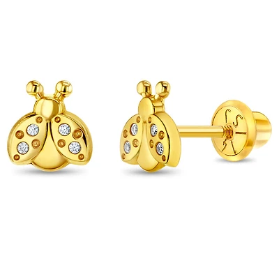 Kids Sparkly Ladybug Earrings